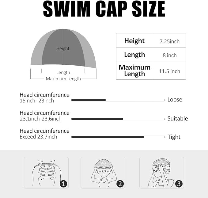 Tripsky Silicone Swim Cap,Comfortable Bathing Cap Ideal for Curly Short Medium Long Hair, Swimming Cap for Women and Men, Shower Caps Keep Hairstyle Unchanged…-StrideForce Fitness