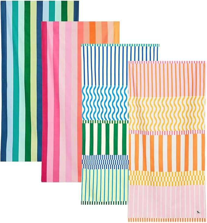 Dock & Bay Beach Towel - Quick Dry, Sand Free - Compact, Lightweight - 100% Recycled - Includes Bag - Sunset Boulevard - Set of 4 - Large (160x90cm, 63x35)-StrideForce Fitness
