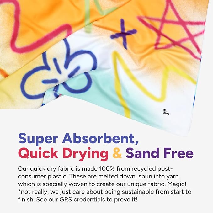 Dock & Bay Beach Towel - Quick Dry, Sand Free - Compact, Lightweight - 100% Recycled - Includes Bag - Sand to Streets - Large (160x90cm, 63x35)-StrideForce Fitness