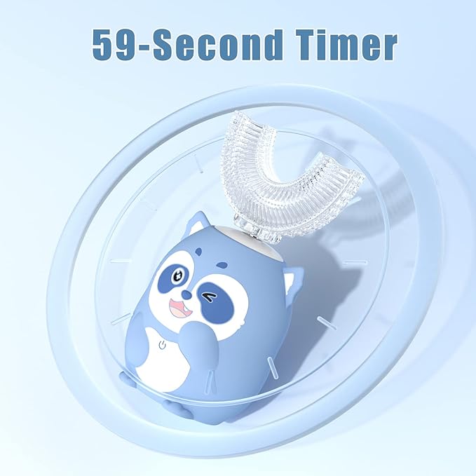 Kids Electric U Shaped Toothbrush Children Rechargeable Sonic Toothbrush with 4 Brush Heads Full Mouth 6 Cleaning Modes - (Age 2-7, Pink)