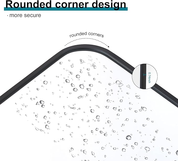 72" x 36"Bathroom Mirror, Matte Black Wall Mirror with Metal Frame, Decorative Rectangular Vanity Mirror for Bedroom Bathroom Living Room Entryway (Horizontal/Vertical)-StrideForce Fitness