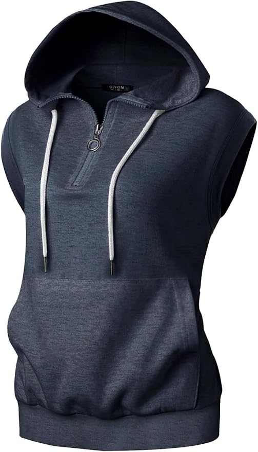 GIVON Women's Lightweight Hooded Vest Sleeveless 1/4 Zip Pullover Casual Hoodie Sweatshirt with Pockets