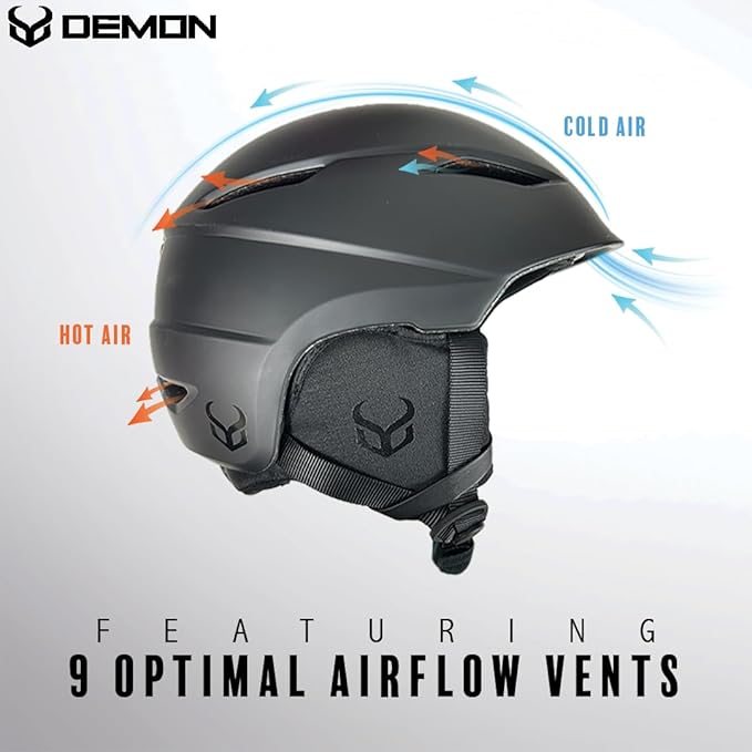 Demon United Snowboard and Ski Helmet with MIPS - Adult - Matte Black/Matte White - PC Shell & Inmold EPS Foam- Twist Dial Fit System - Audio Ready Earpads-StrideForce Fitness