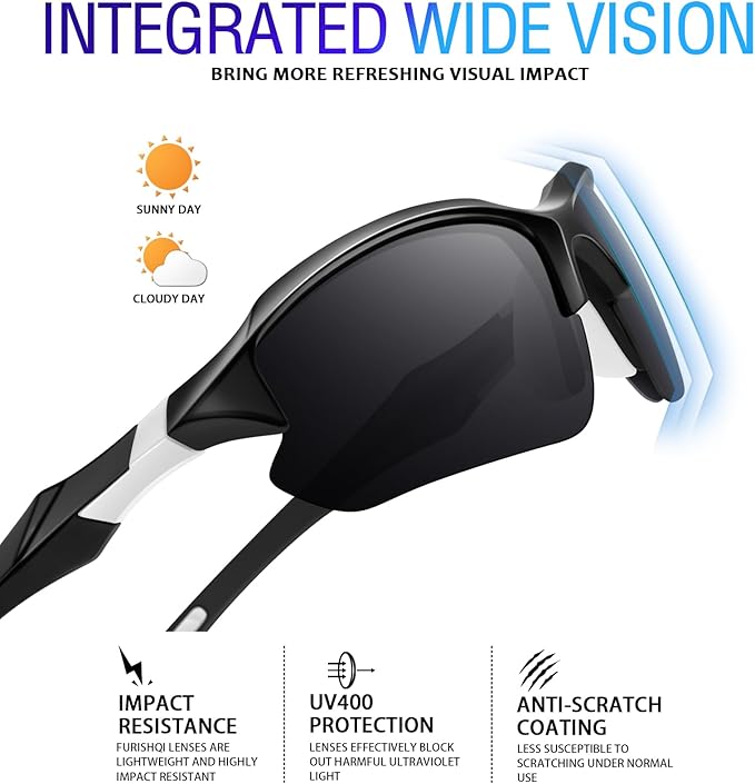 Sports Polarized Sunglasses for Men Cycling Running Fishing UV Protection Sun Glasses Lightweight Half Frame Goggles-StrideForce Fitness