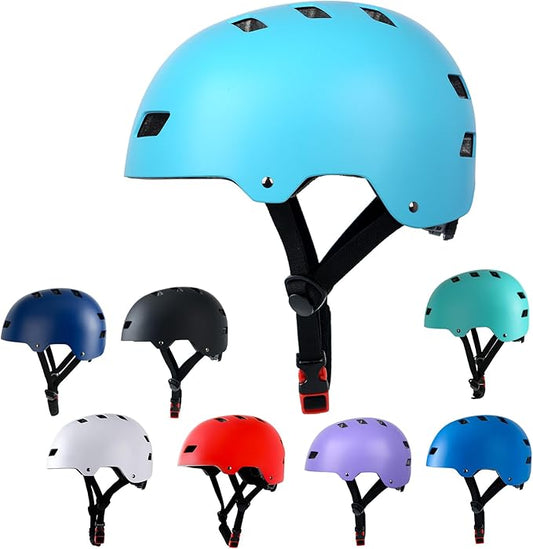 Bike Helmet 3 Sizes for Teenager Kids Youth Adults,Bavilk Skateboard Helmet Adjustable Multi-Sport Bicycle Cycling Scooter Roller Skate Inline Skating Rollerblading for Girls Boys Women Men Teen-StrideForce Fitness