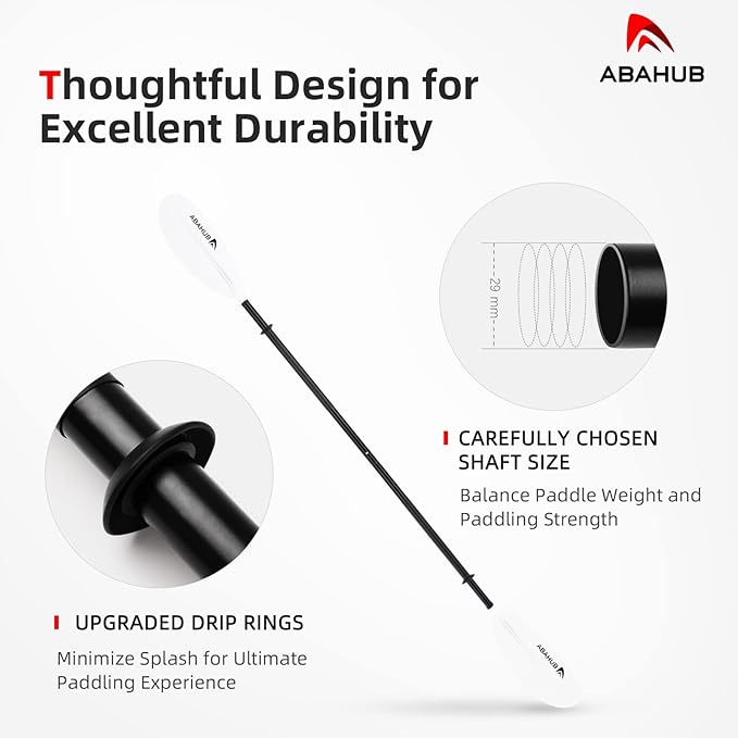 Abahub Kayak Paddle, 90.5 Inches Kayaking Oars for Boating, Canoeing with Free Paddle Leash, Aluminum Alloy Shaft Black/Blue/Green/Orange/Yellow Plastic Blades-StrideForce Fitness