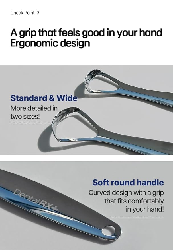 Surgical Steel Tongue Scrapers for Adults and Kids (2 Pack, Different Size), Surgical Steel Tongue Cleaners, Prevent and Reduce Bad Breath