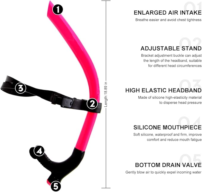 Snorkel Swim Training Practice Freestyle Learn to Swim for Pool Swimming and Open Water Snorkeling-StrideForce Fitness