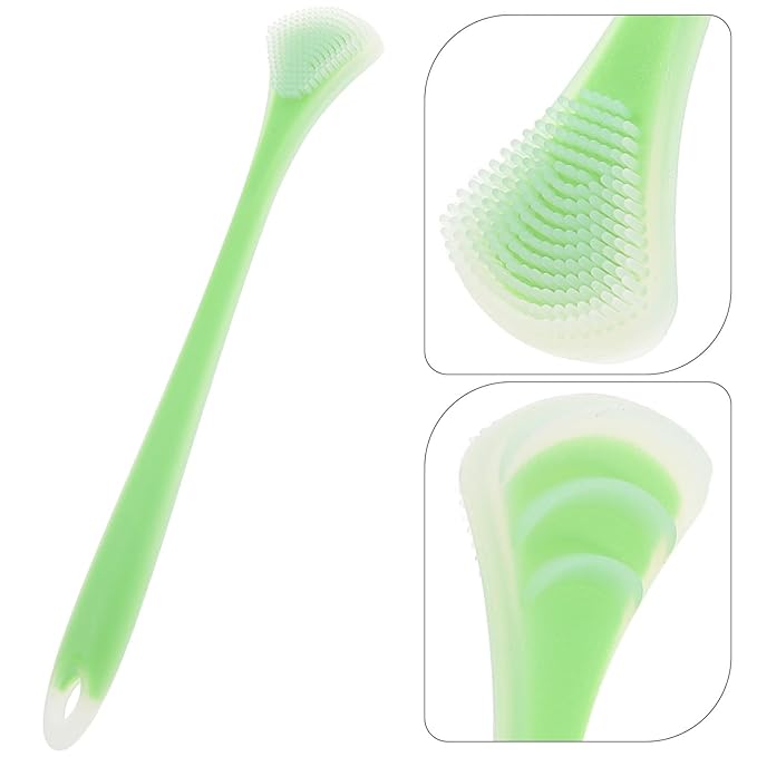 Silicone Tongue Scraper Double-Sided Tongue Cleaner for Adults Oral Care Tool Breath Freshening Portable Handheld Mint Green