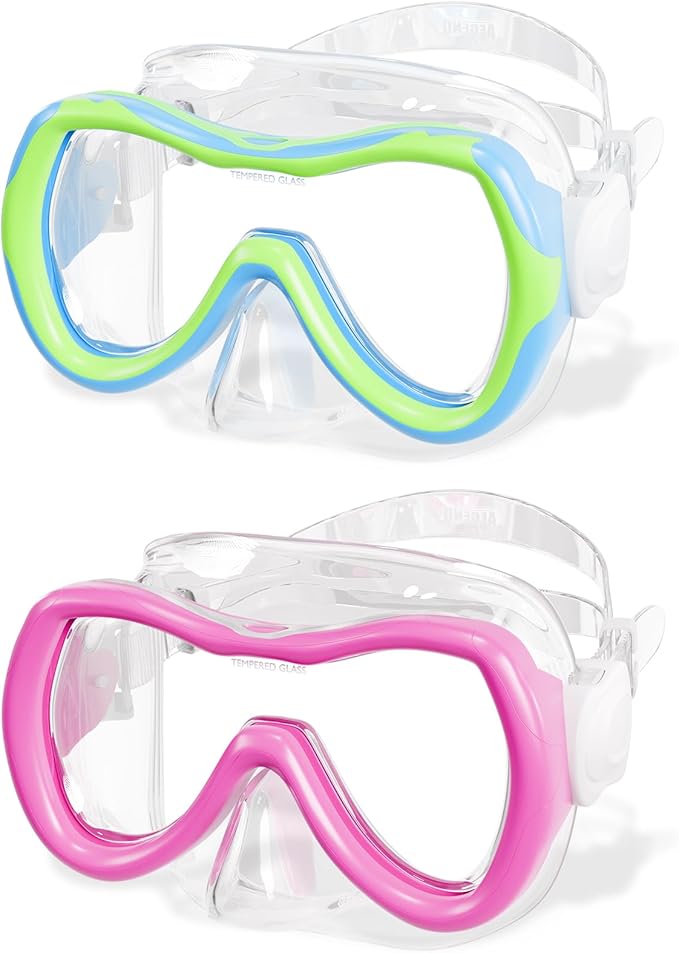 Aegend Kids Swim Mask Goggles, Tempered Glass 180° HD Wide View with Nose Cover-StrideForce Fitness