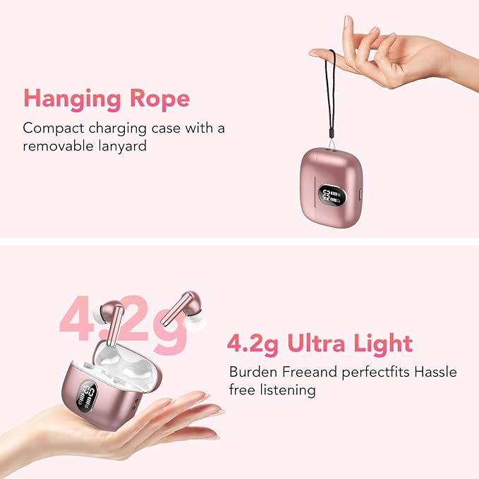 Wireless Earbuds, 2025 New Bluetooth 5.4 Headphones HiFi Stereo with 4 ENC Mic, 40H Mini Ear Buds In-Ear Noise Cancelling Earbuds with LED Screen, Ultra Light USB-C Bluetooth Earphones for Android iOS-StrideForce Fitness