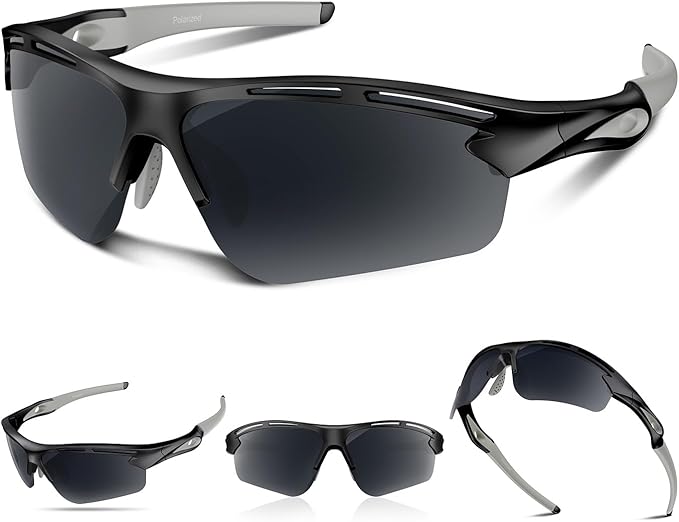 Polarized Sports Sunglasses for Men Women,UV400 Protection Sunglass for Running Cycling Fishing Hiking TR90-StrideForce Fitness