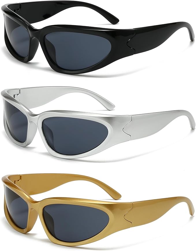 SOAR&EAGLE Y2K 3Pack Polarized sunglasses Wrap Around Men's Women's sunglasses Fashion Sport Shades Sun Glasses-StrideForce Fitness