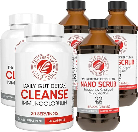 Silver Fern Brand Ultimate Clean-Up Kit - Moderate to Severe Issues - Cleanse Capsules & Nano Scrub Liquid, I Kit, 30 Day Supply, No Gluten, No Dairy, Made in USA-StrideForce Fitness