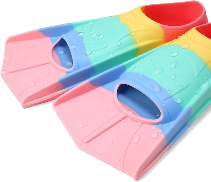 Kids Swim Fins,Short Kids Fins Youth Swimming Flippers for Lap Swimming Training for Children Girls Boys Beginners-StrideForce Fitness
