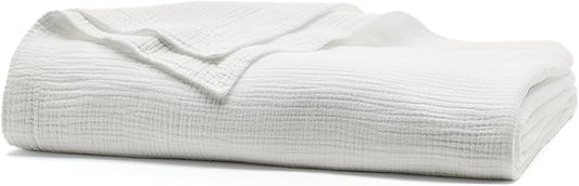 BOLL & BRANCH Dream Bed Blanket - Twin/Twin XL, White - Luxury 100% Organic Cotton - Soft, Lightweight and Breathable - Cloud-Like Touch-StrideForce Fitness