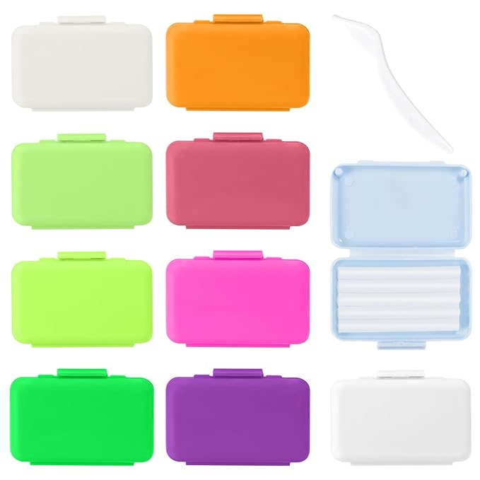 Annhua Braces Wax for Brackets Extra Soft 10 Pack, Dental Orthodontic Ortho Wax Strips with Cutter and Case for Braces Wearer and Aligners, 10 Fruit Smell