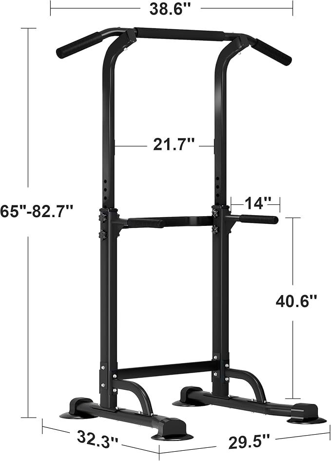 SogesHome Power Tower Pull Up Bar and Dip Station Adjustable Height Dip Stand Multi-Functional Strength Training Fitness Workout Station-StrideForce Fitness