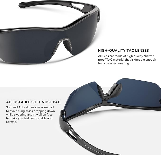 BEACOOL Polarized Sports Sunglasses for Men Women Youth Baseball Cycling Running Fishing Golf Motorcycle TAC Glasses UV400-StrideForce Fitness