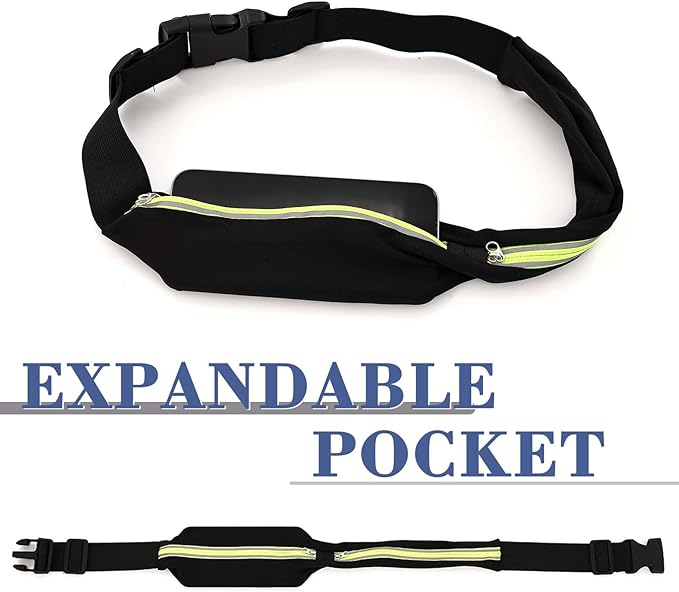 2 Pcs Running Belt for Men and Women, Slim Running Belt, Reflective Waterproof Double Pocket Design, Suitable for Running, Cycling, Mountaineering and Other Sports (Blue, Green)-StrideForce Fitness