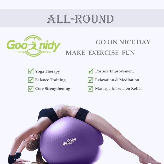 Soft Exercise ball, Anti-Burst Yoga Ball Chair Supports 2200lbs, Workout Equipment w/ Pump for Women Pregnancy, Medicine, Birthing, Physical Therapy, Stability, Excersing, Birth, Swiss, Fitness, Gym-StrideForce Fitness