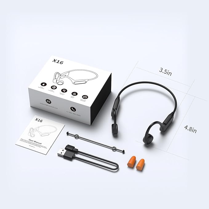 Bone Conduction Headphones, Open Ear IPX8 Waterproof Headsets Bluetooth 6.0 with Mic, Wireless Earbuds 10H Playtime Swimming Headphones for Sports, Running, Cycling-StrideForce Fitness