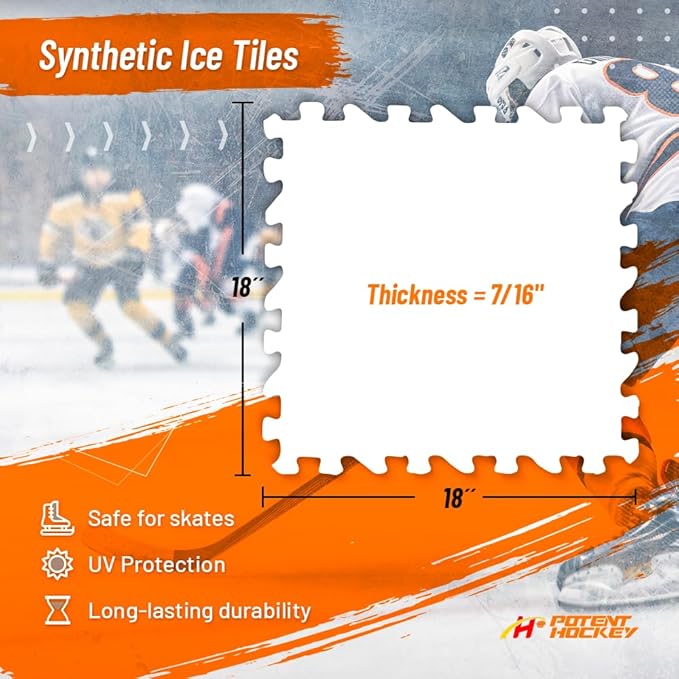 Ice Hockey Home Training Kit: 10 Pcs Synthetic Ice Tiles + 4 Puck Stopper edgings + 4 Rebounder Foams – Skating, Stickhandling, Passing & Shooting Drills-StrideForce Fitness