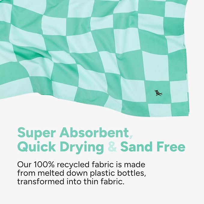 Dock & Bay Beach Towel - Quick Dry, Sand Free - Compact, Lightweight - 100% Recycled - Includes Bag - Check Mate - Extra Large (200x90cm, 78x35)-StrideForce Fitness