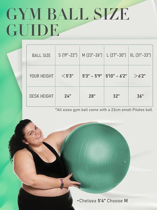 Yoga Ball for Exercise, Pilates Set, 4 Sizes Fitness Ball for Workout, Birthing, Pregnancy, Physical Therapy- Pump Included-StrideForce Fitness