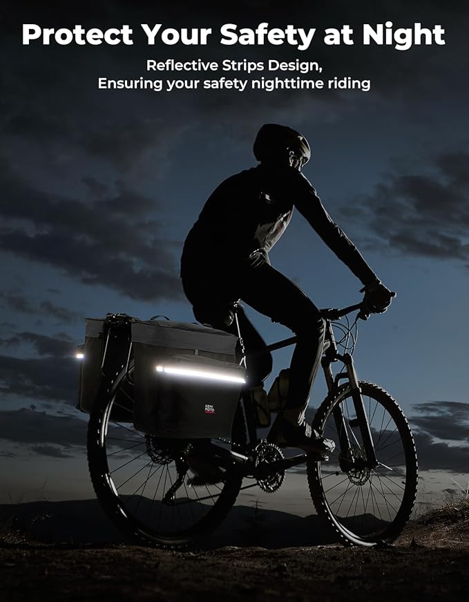 KEMIMOTO Bike Bag Panniers with Rain Cover, 34L Waterproof Bicycle Saddle Bag for Rear Rack Mountain Biking Bags Storage, Ebike Accessories for Commuter Grocery Shopping Travel Carrier, Grey-StrideForce Fitness