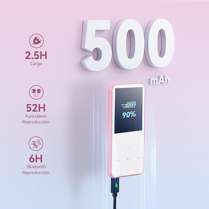 AGPTEK 64GB MP3 Player with Bluetooth, M3 2.4 inch Music Player with Speaker and FM Radio, Touch Buttons, Supports Up to 128GB, Pink-StrideForce Fitness