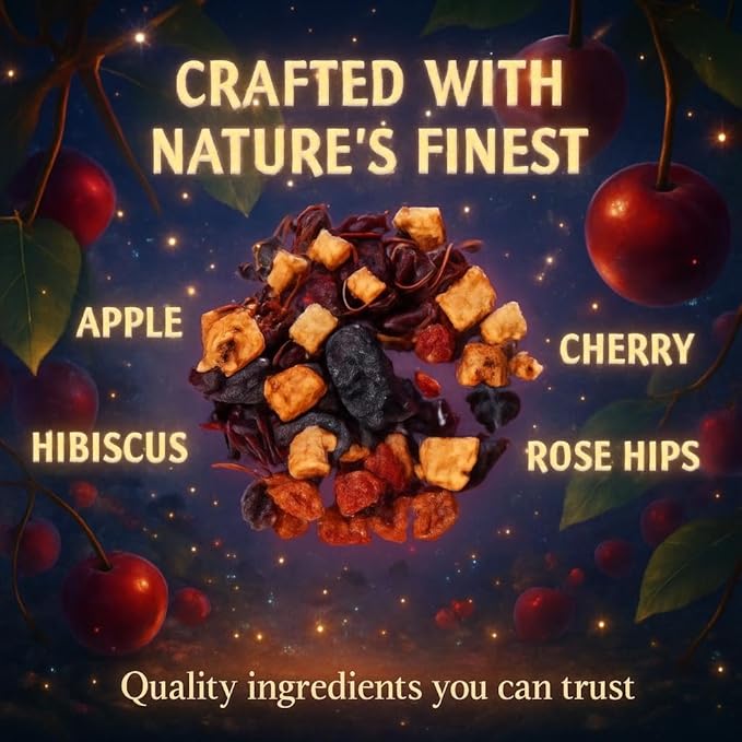 Bellasia Tea Cherry Jubilee for Kids Using Real Fruit Pieces - Caffeine Free Herbal Tea with Real Ingredients & Balanced Flavor- Add Loose Leaf Tea to Your Child’s Routine for A Fun & Tasty Drink. 20-25 Cups-StrideForce Fitness