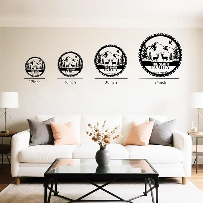 Personalized Forest Deer Metal Name Sign | Custom Metal Signs | Family Wall Art & Split Letter Name | Wedding Gift & Anniversary | Indoor Decor Gift for Women, Men, Wife, Parents, Couple-StrideForce Fitness