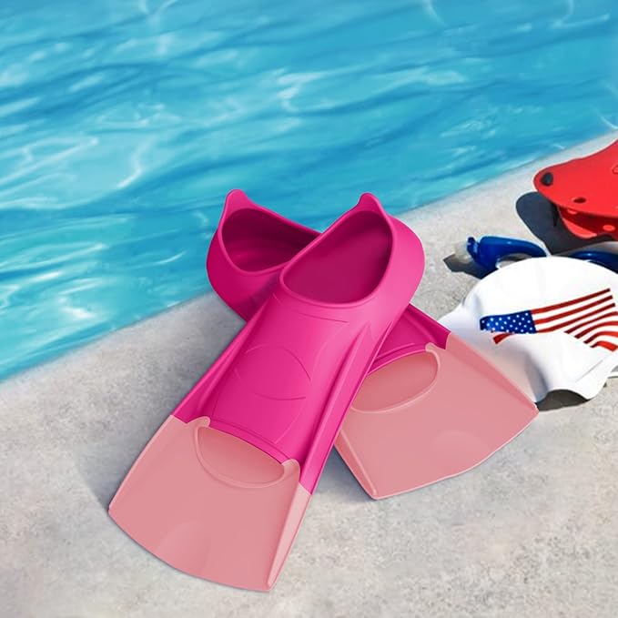 Gintenco Swim Fins, Kids Swim Training Fins for Lap Swimming, Travel Size Flippers with Mesh Bag, Silicone Swimming Fins for Kids Teens Adults Women Men-StrideForce Fitness