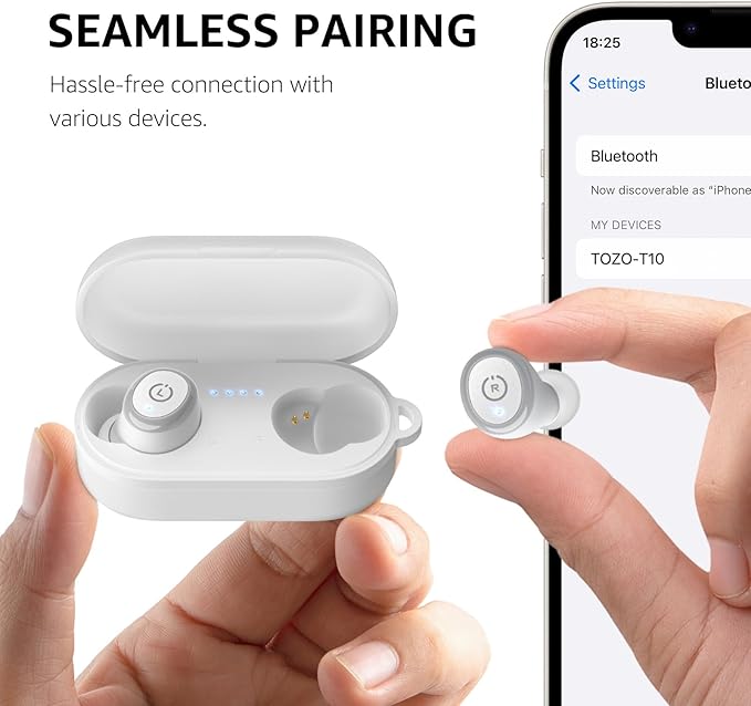 TOZO T10 Wireless Earbuds Bluetooth 5.3 Headphones, App Customize EQ, Ergonomic Design, 55H Playtime, Wireless Charging Case, IPX8 Waterproof Sound in-Ear Headset, 2025 New Version-StrideForce Fitness