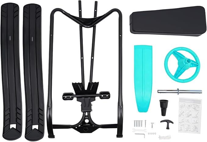 Snow Racer Sled with Steering Wheel and Brakes, Durable Steel Frame, Downhill Steerable Sled for 220 LBS Kids, Teenagers, Adults-StrideForce Fitness