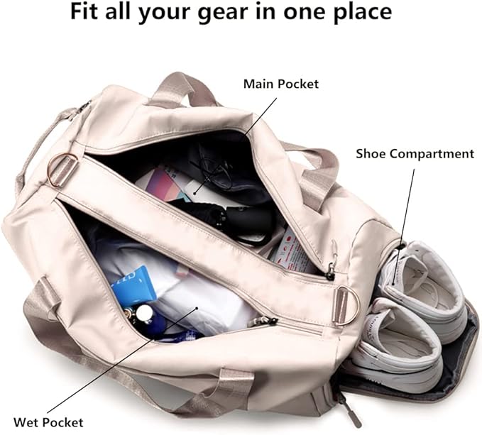 MABROUC Duffle Bag For Women, Sports Duffel Bag for Gym with Wet Pocket & Shoe Compartment, Overnight Weekender Travel Bag-StrideForce Fitness