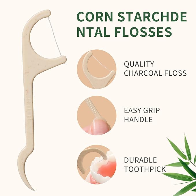 Floss Picks Tooth Picks Sticks Dental Flossers Biodegradable Wooden Grin Glide Tools for Adults Teeth Cleaning
