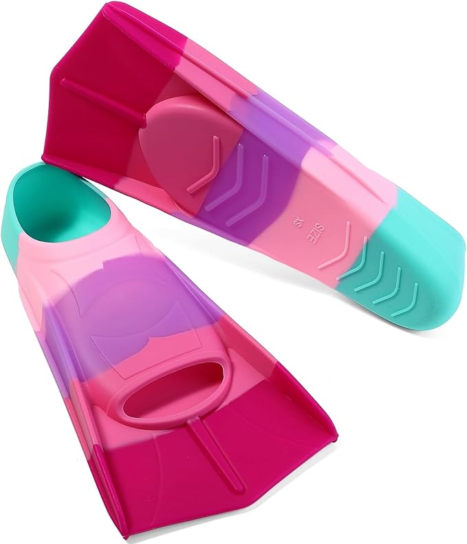 Kids Swim Fins,Short Kids Fins Youth Swimming Flippers for Lap Swimming Training for Children Girls Boys Beginners-StrideForce Fitness