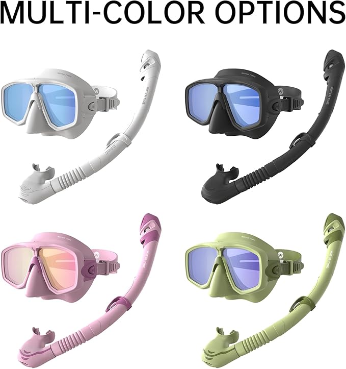 WATERTIME Snorkeling Gear for Adults, Dry Top Snorkel Set with Anti-Fog Panoramic Diving Mask & Waterproof Design, Adult Snorkel Mask for Snorkeling and Scuba Diving-StrideForce Fitness