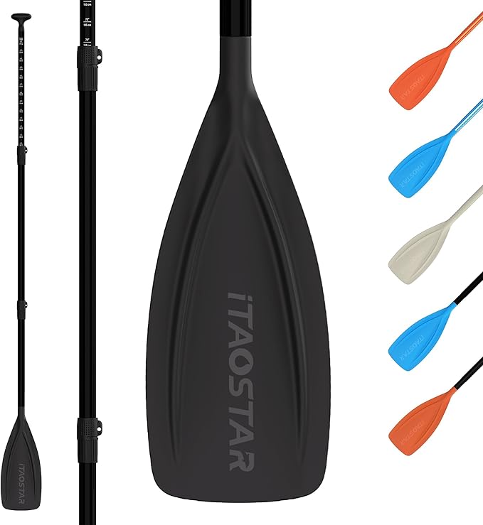 Paddle Board Paddle Detachable, Stand Up Paddle for Adults with Double Locks, Kayak Paddle Adjustable with Glass Fiber Blade, Floating Paddle Board Oar with Lightweight-StrideForce Fitness