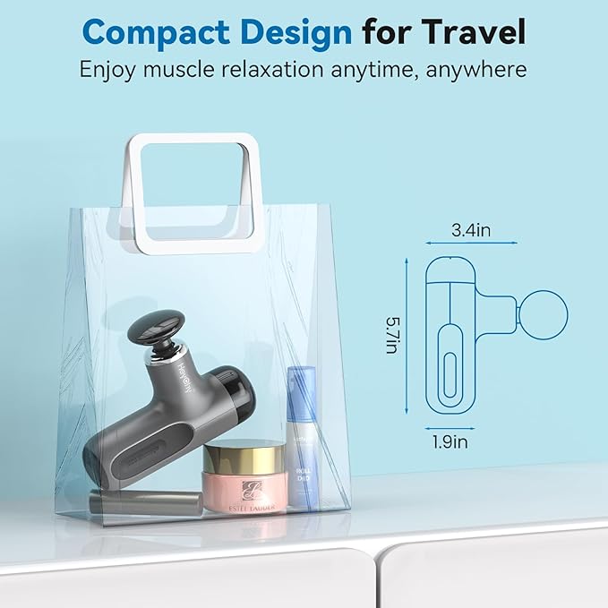 Mini Massage Gun with Heat and Cold, Deep Tissue Massage Gun, Portable Percussion Muscle Massager with 4 Massage Heads for Athletes-StrideForce Fitness