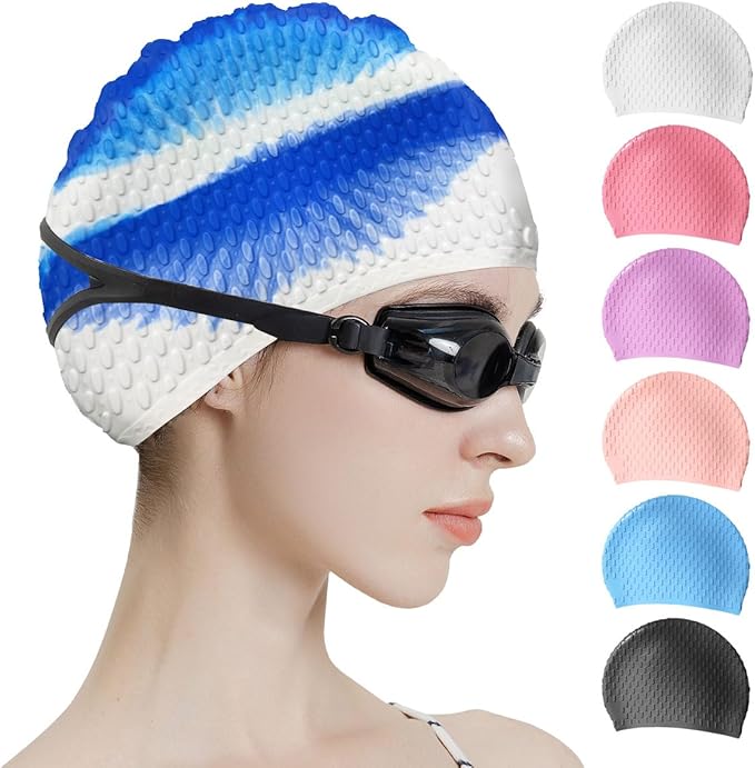 Tripsky Silicone Swim Cap,Comfortable Bathing Cap Ideal for Curly Short Medium Long Hair, Swimming Cap for Women and Men, Shower Caps Keep Hairstyle Unchanged…-StrideForce Fitness