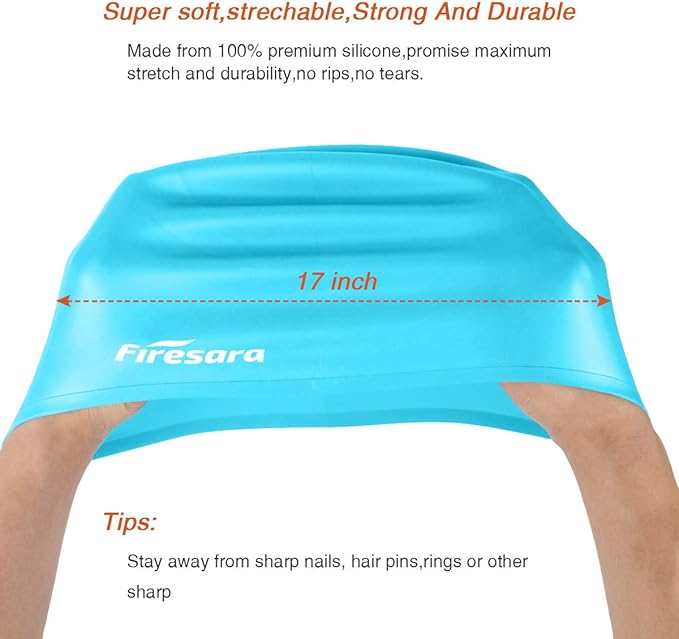 Firesara Swim Cap, Original Updated Swimming Cap 3D Ergonomic Design Comfortable Durable Ear Protection for Women Kids Men Adults Boys Girls for Long or Short Hair with Nose Clip and Ear Plugs-StrideForce Fitness