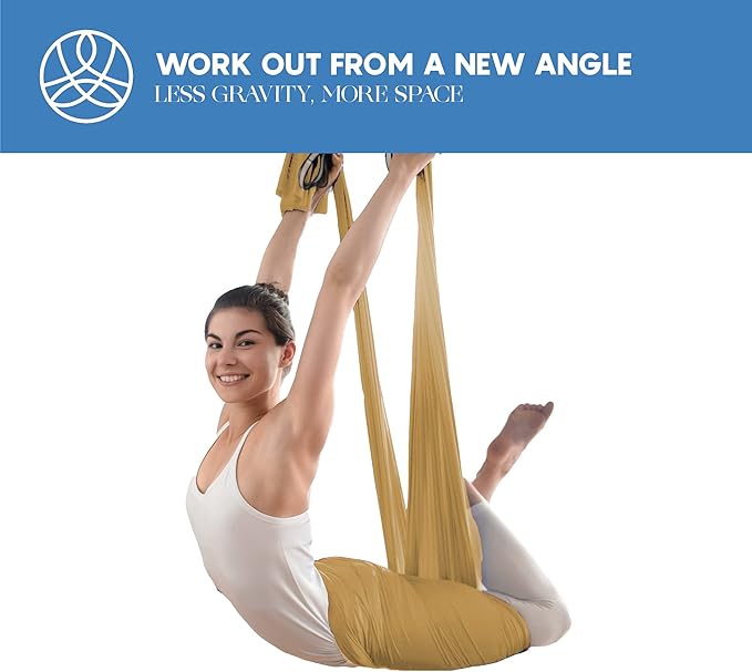 Aerial Silk Yoga Hammock & Swing for Home, Inversion Exercises, Starter Kit for All Levels - Durable with Extension Straps, Carabiners, and Pose Guide-StrideForce Fitness
