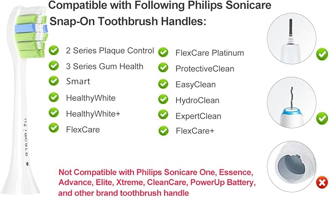 Replacement Toothbrush Heads Compatible with Philips Sonicare ProtectiveClean C2 G2 W 4100 5100 5300 Plaque Control Electric Toothbrush, Soft, 10 Pack Refills.