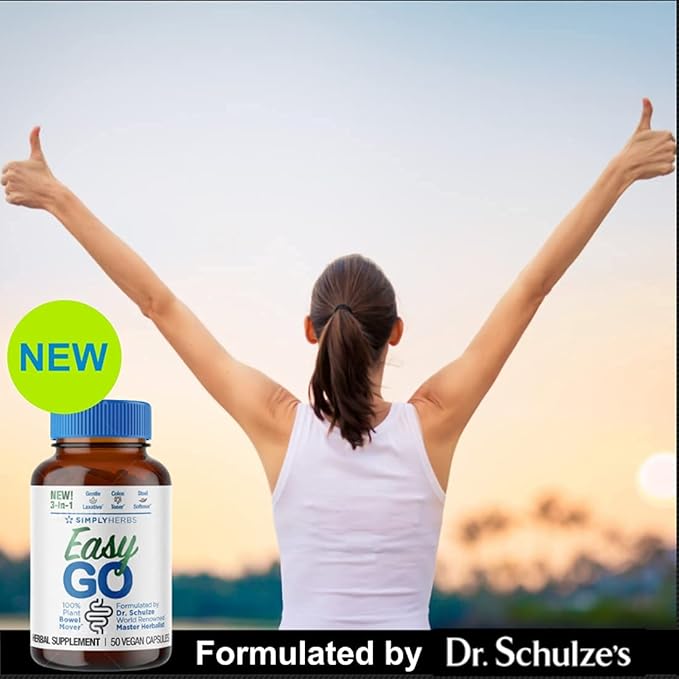 Dr. Schulze's Easy GO Bowel Mover - Formulated Gentle Laxative, Colon Toner & Stool Softener | 100% Plant Natural Bowel Cleanse - Promotes Regular & Complete Bowel Movements - 50 Count Vegan-StrideForce Fitness
