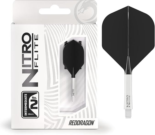 RED DRAGON Darts – Nitro Flite Integrated Flight & Shaft System – No.2 Shape and Design - Available in Short, Intermediate & Medium - Available in Variety of Colours - Professional Darts Accessories-StrideForce Fitness