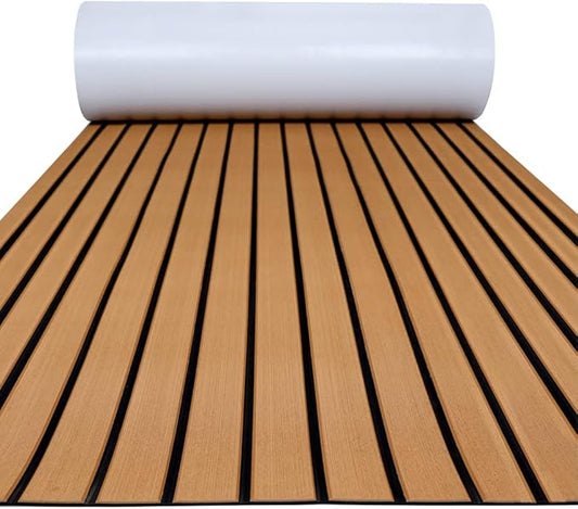 FOCEAN Boat Flooring EVA Foam Boat Decking Faux Teak Marine Flooring Boat Mat Boat Carpet Sheet for Motorboat RV Yacht Kayak Surfboard, 94.5"x 47.2"/35.4"/23.6"/15.7"-StrideForce Fitness