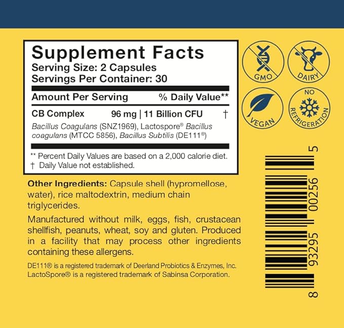 Researched Nutritionals CoreBiotic Sensitive - Vegan Probiotics for Low FODMAP Diet - Spore Based Probiotic Supplement to Support Microbiome & Gut Health - Researched Strains (60 Capsules)-StrideForce Fitness